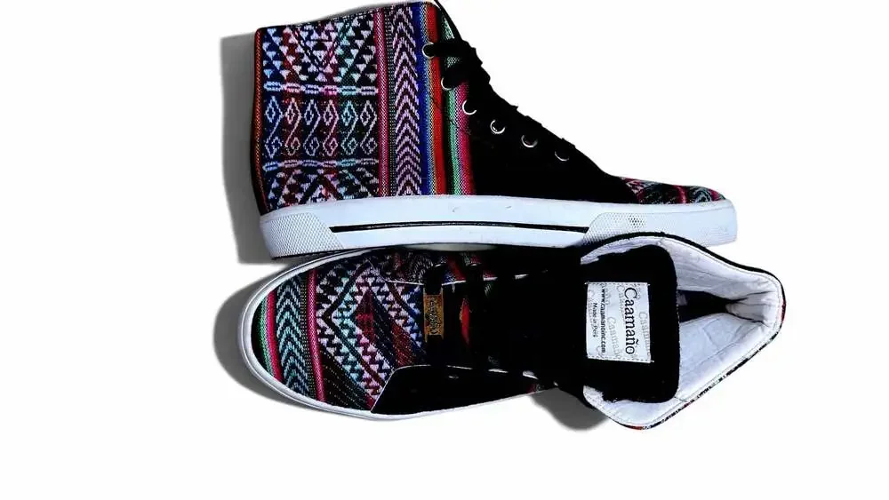 Caamaño High Top Sneakers Peruvian Textile Multi-Color Size Men 6 Women 8
